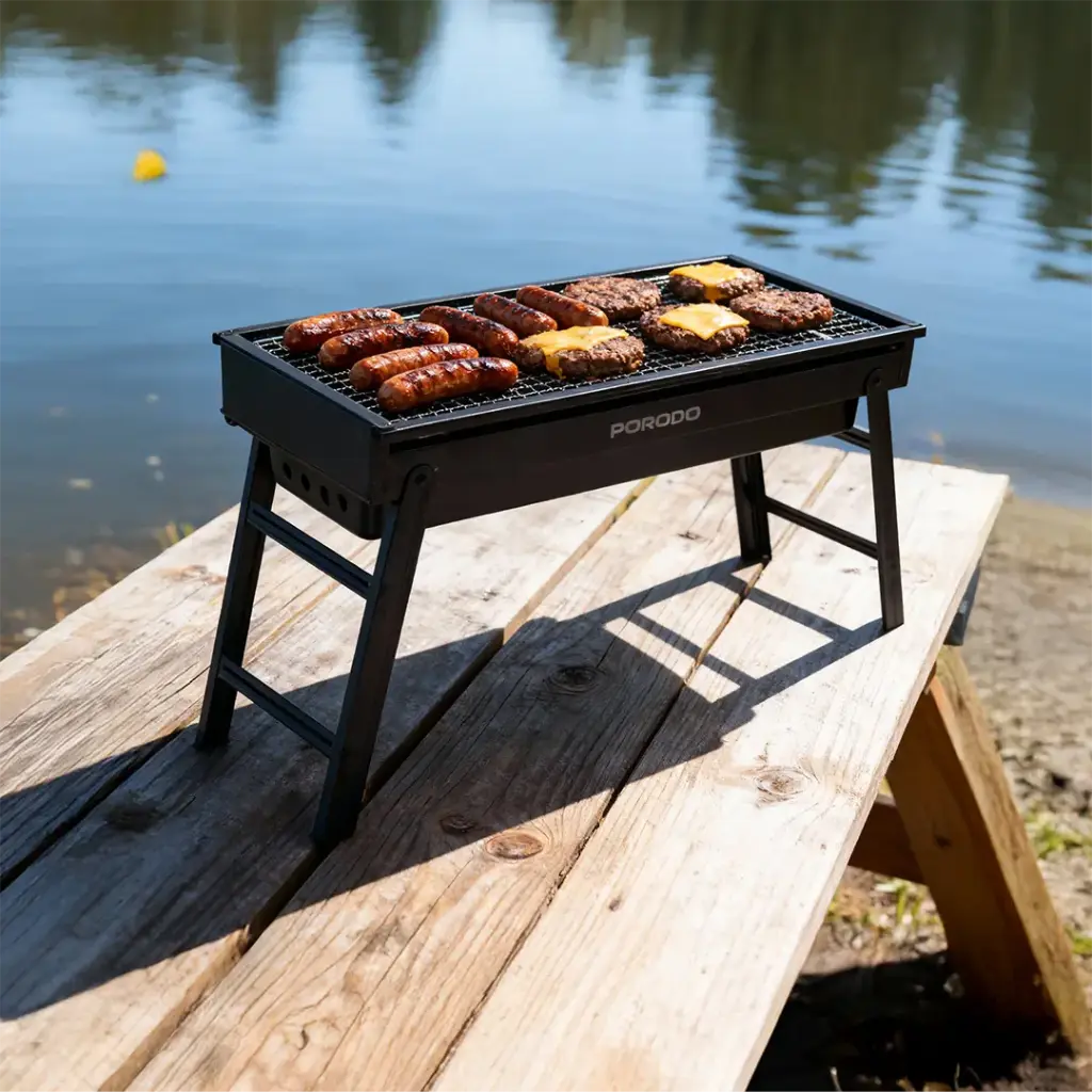 PORODO LIFESTYLE PORTABLE FOLDING LARGE BBQ GRILL BLACK PDLFSTBSABK thumbnail 4