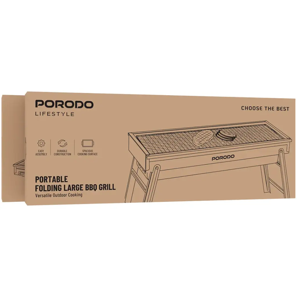 PORODO LIFESTYLE PORTABLE FOLDING LARGE BBQ GRILL BLACK PDLFSTBSABK thumbnail 5