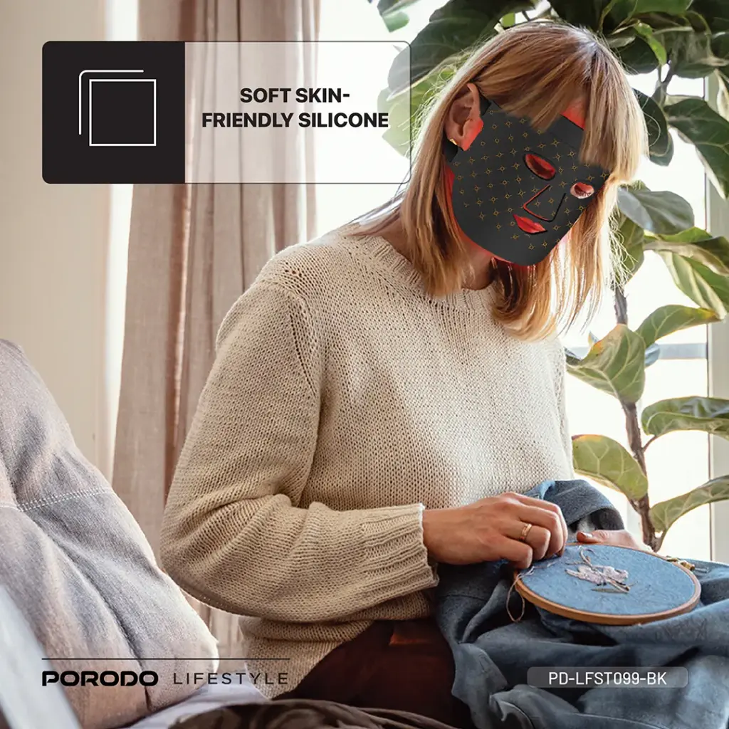 PORODO LIFESTYLE RED LIGHT THERAPY FACE MASK BLACK PD-LFST099-BK thumbnail 21