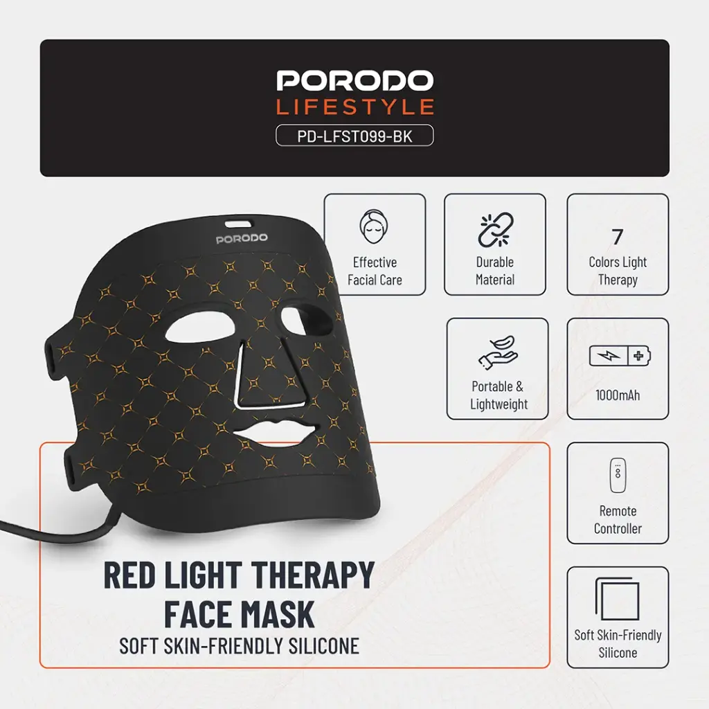 PORODO LIFESTYLE RED LIGHT THERAPY FACE MASK BLACK PD-LFST099-BK thumbnail 19