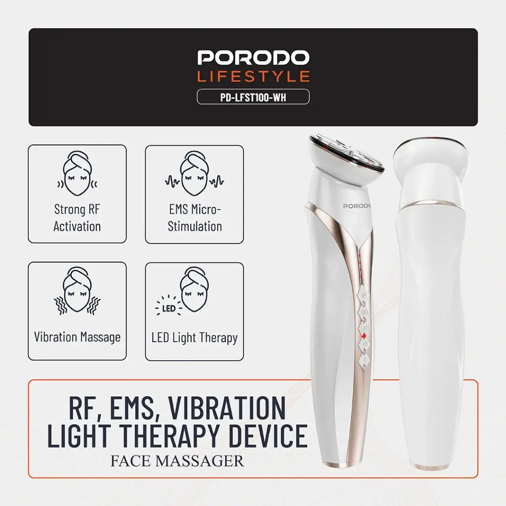 PORODO LIFESTYLE RF AND EMS VIBRATION LIGHT THERAPY DEVICE WHITE PD-LFST100-WH thumbnail 13