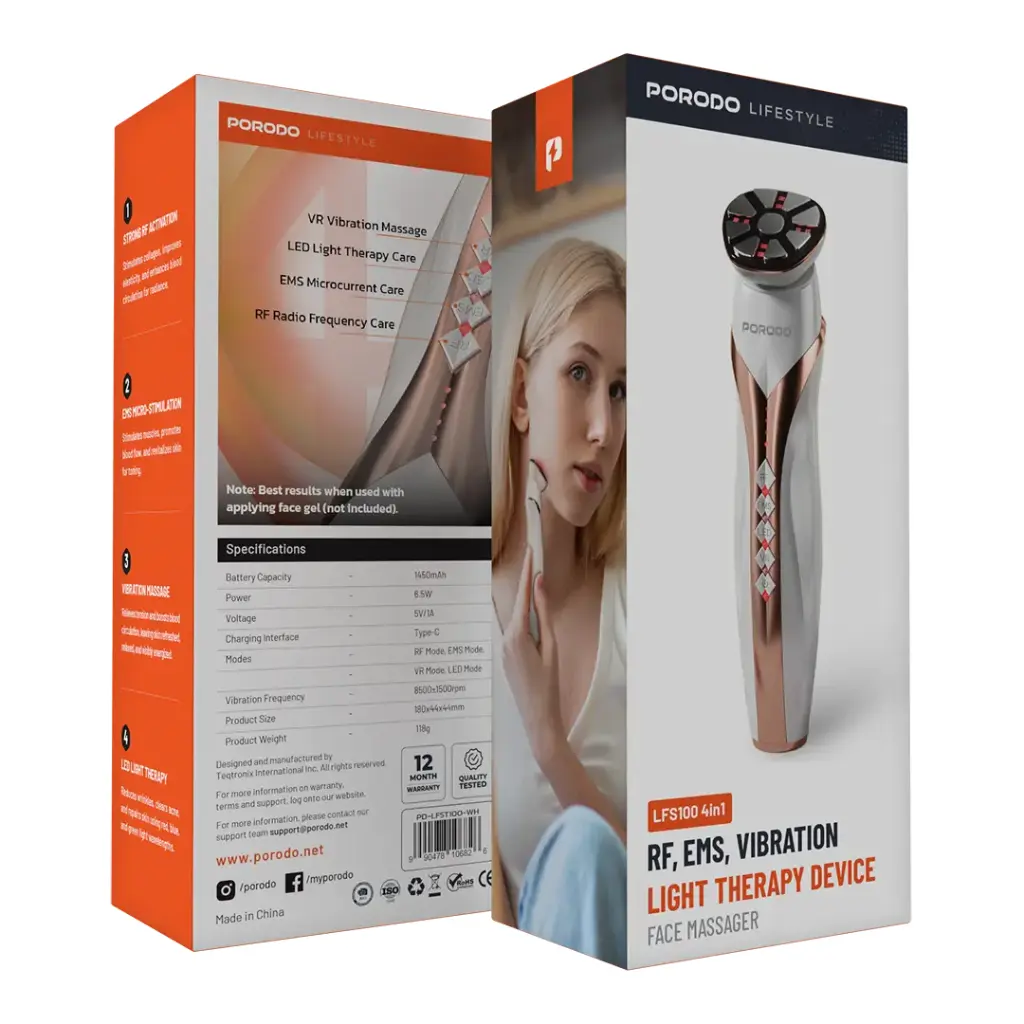 PORODO LIFESTYLE RF AND EMS VIBRATION LIGHT THERAPY DEVICE WHITE PD-LFST100-WH thumbnail 19