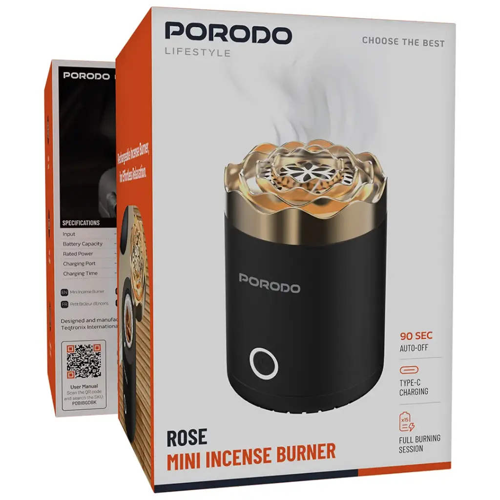 PORODO LIFESTYLE ROSE MINI INCENSE BURNER BLACK PDBIBGDBK thumbnail 9