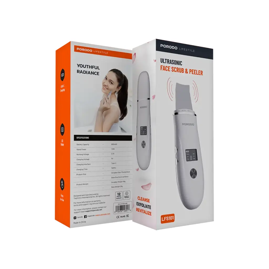 PORODO LIFESTYLE ULTRASONIC FACE SCRUB AND PEELER WHITE PD-LFST101-WH thumbnail 5