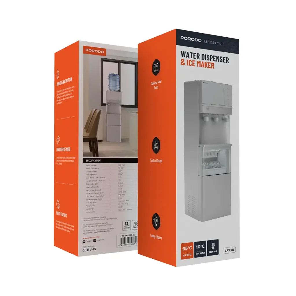 PORODO LIFESTYLE WATER DISPENSER & ICE MAKER SILVER PDLFST085SL thumbnail 5