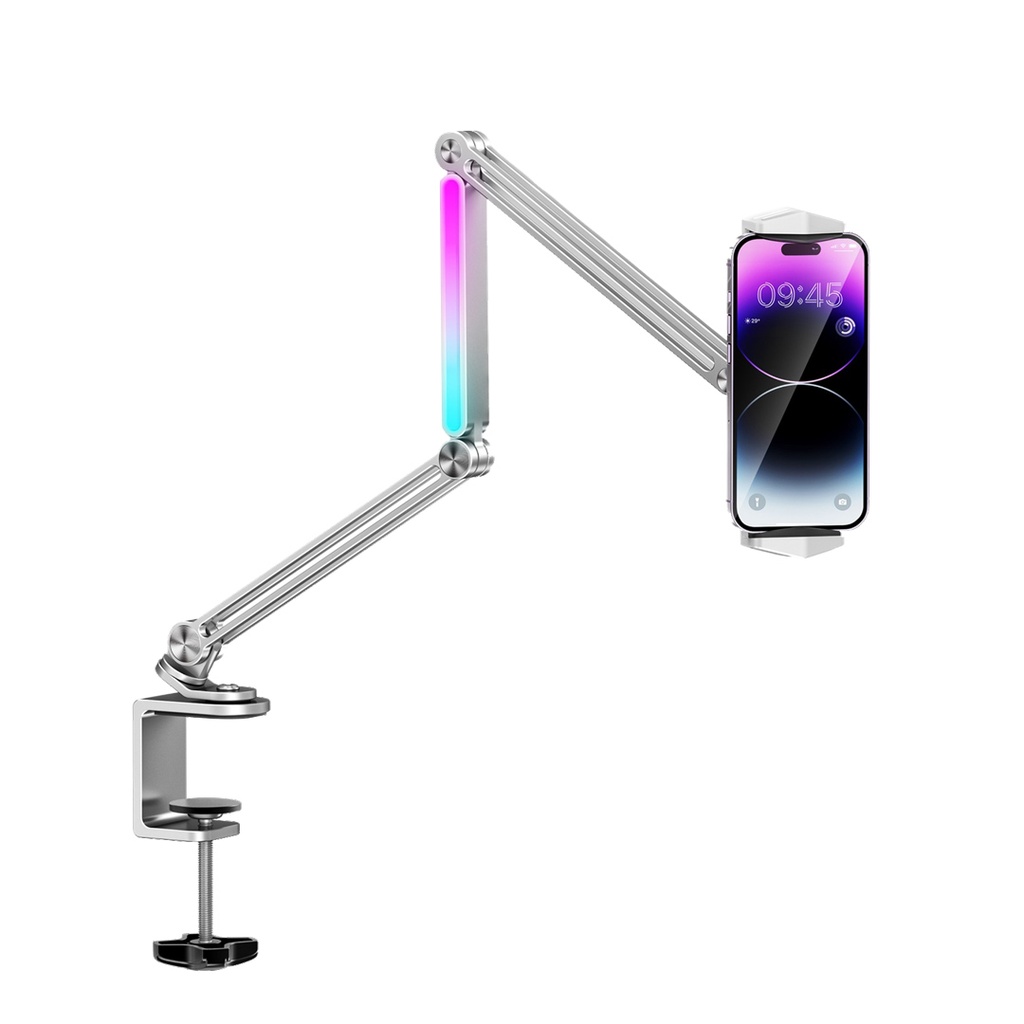 PORODO MULTI JOINT ALUMINIUM DESK MOUNT WITH ADJUSTABLE CLAMP GREY PD-LFST051-GY thumbnail 4
