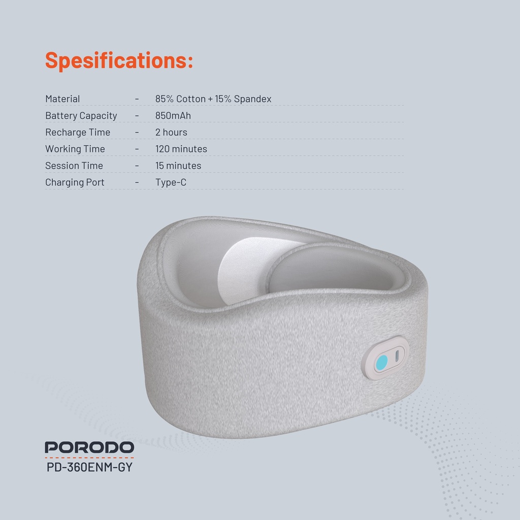 PORODO NECK PILLOW MASSAGER WITH HOT COMPRESS GRAY PD-360ENM-GY thumbnail 8