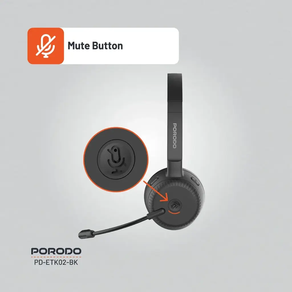 PORODO OFFICE WIRELESS HEADSET BLACK PD-ETK02-BK thumbnail 11