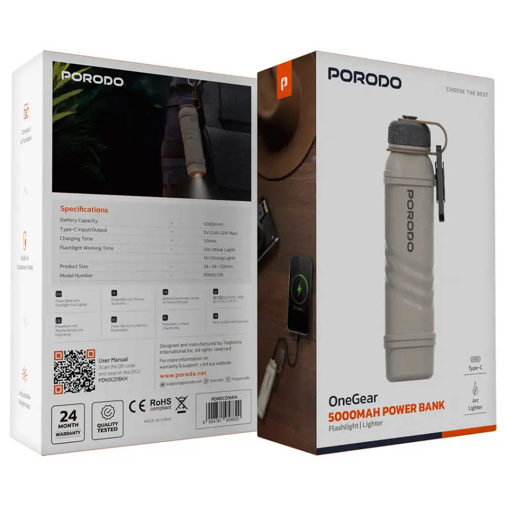 PORODO ONE GEAR 5000MAH POWER BANK KHAKI PDNDC016KH thumbnail 5