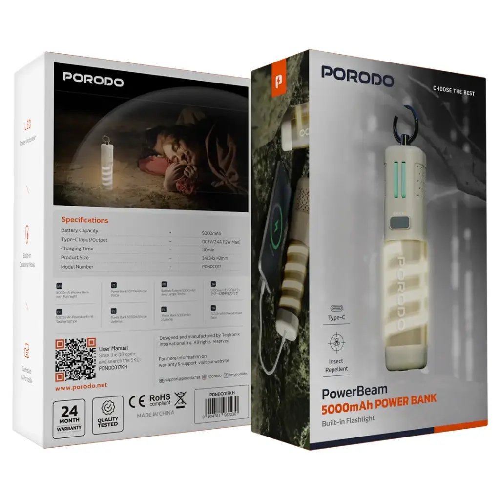 PORODO POWER BEAM 5000MAH POWER BANK KHAKI PDNDC017KH thumbnail 5
