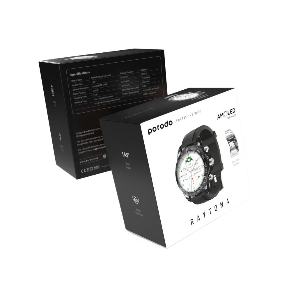 PORODO RAYTONA  SMART WATCH BLACK PD-RAYTONA-BK thumbnail 4