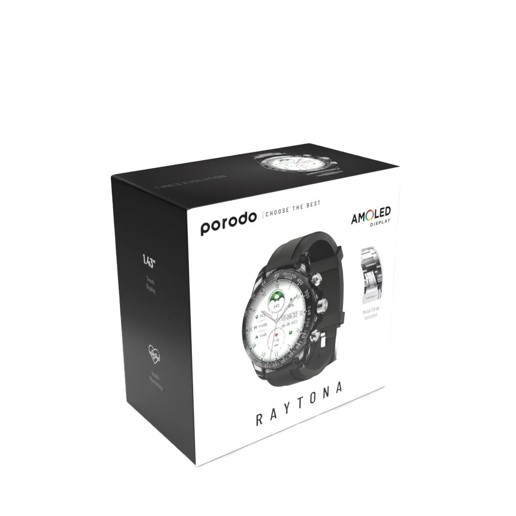 PORODO RAYTONA  SMART WATCH BLACK PD-RAYTONA-BK thumbnail 8