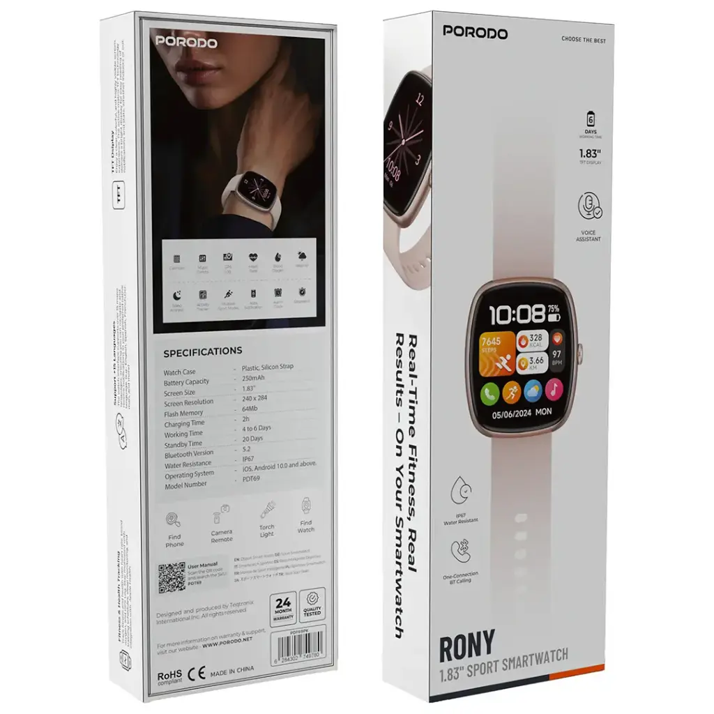 PORODO RONY 1.83 SPORT SMART WATCH PINK PDT69PK thumbnail 9