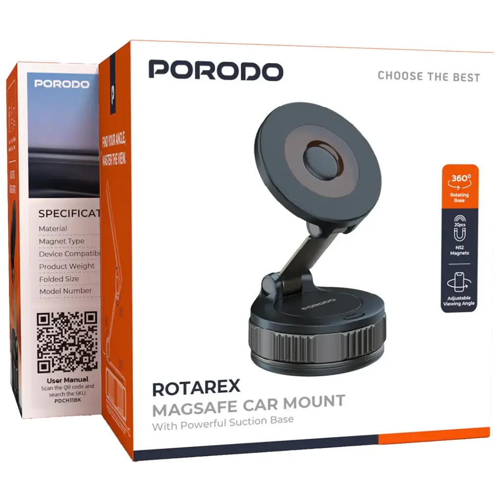 PORODO ROTAREX MAGSAFE CAR MOUNT BLACK PDCH11BK thumbnail 7