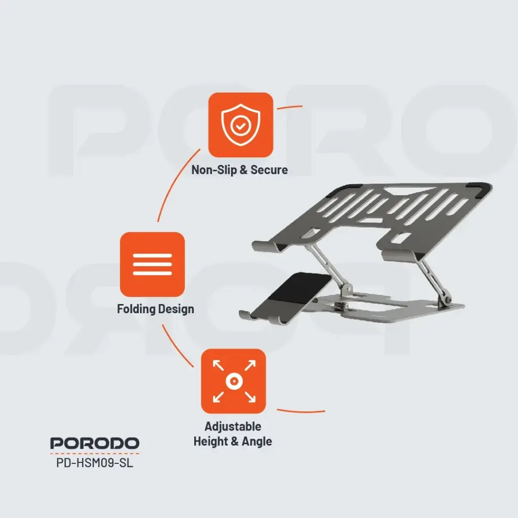 PORODO SMART FOLDING MULTI DEVICE STAND SILVER PD-HSM09-SL thumbnail 10
