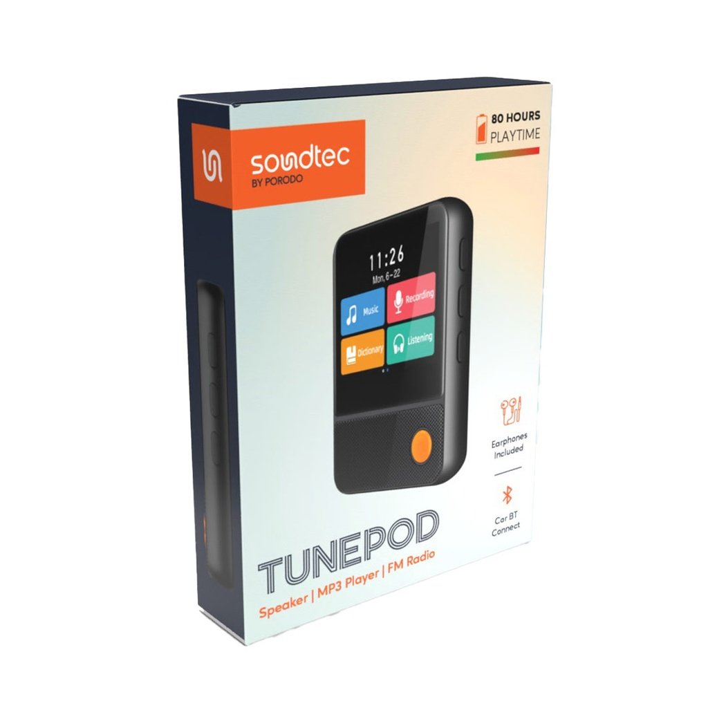 Porodo Soundtec TunePod Speaker - MP3 Player, FM Radio, Black, Portable and Powerful thumbnail 3