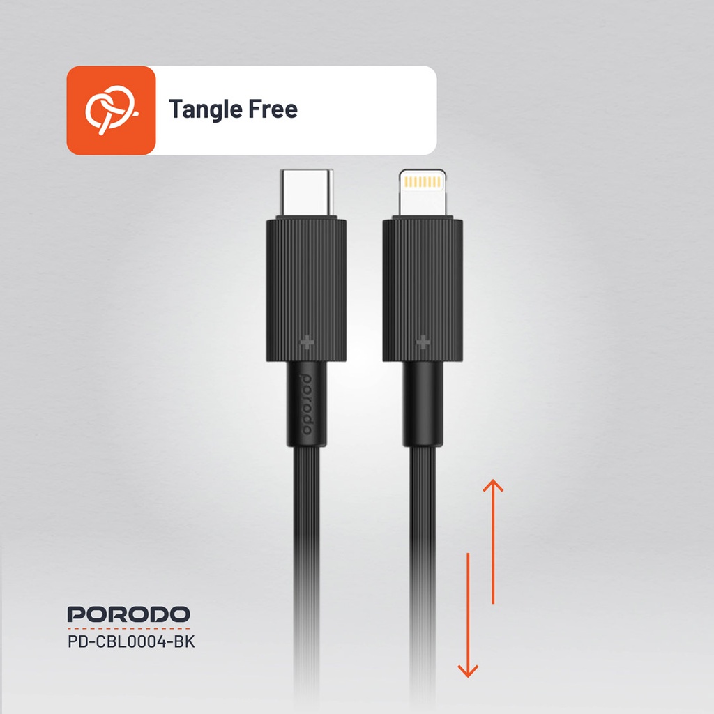 PORODO USB C TO LIGHTNING DURABLE CHARGING CABLE 1.2M BLACK PD-CBL0004-BK thumbnail 13
