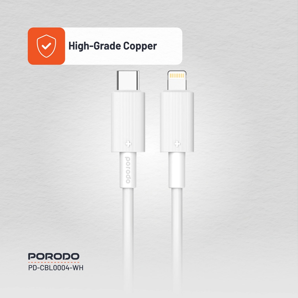 PORODO USB C TO LIGHTNING DURABLE CHARGING CABLE 1.2M WHITE PD-CBL0004-WH thumbnail 15
