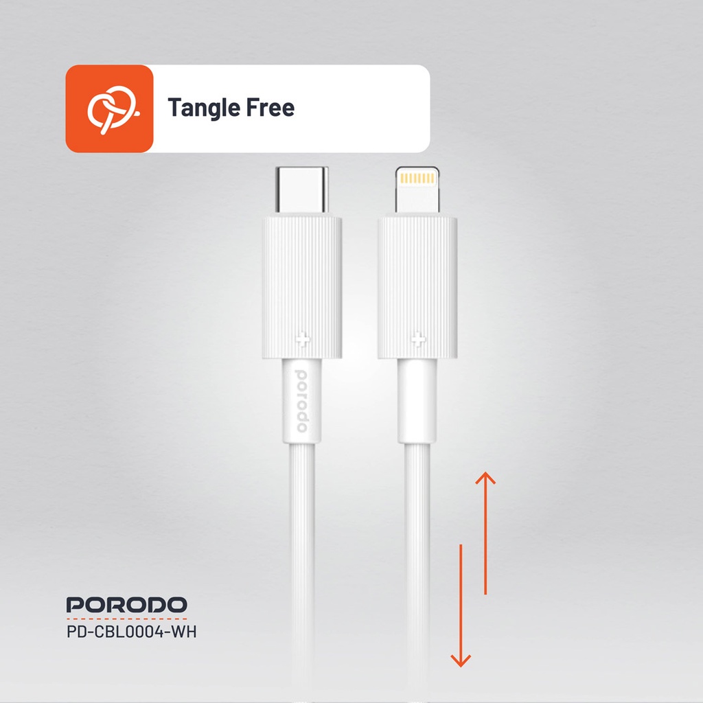 PORODO USB C TO LIGHTNING DURABLE CHARGING CABLE 1.2M WHITE PD-CBL0004-WH thumbnail 14