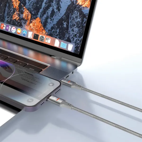 PORODO USB C TO USB C LED LIGHT CABLE 1.2M DESERT TITANIUM PD-CBL0028-GY-C thumbnail 3