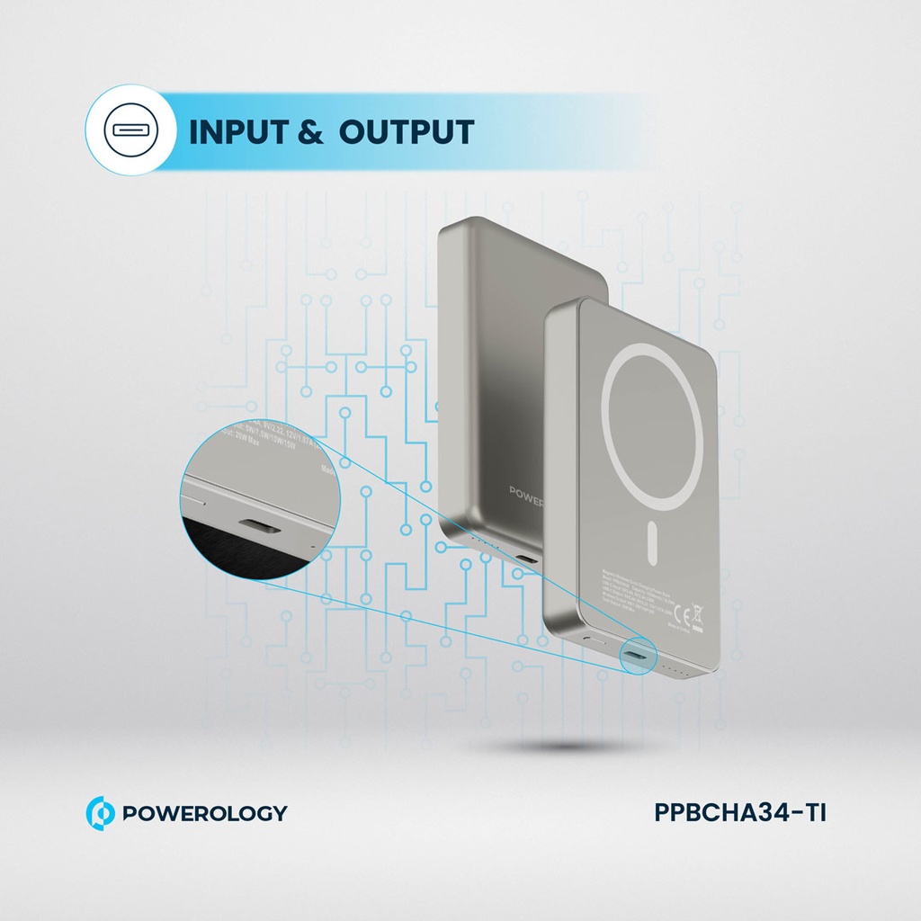 POWEROLOGY 10000MAH MAGSAFE ALUMINIUM POWERBANK TITANIUM PPBCHA34-TITANIUM thumbnail 15