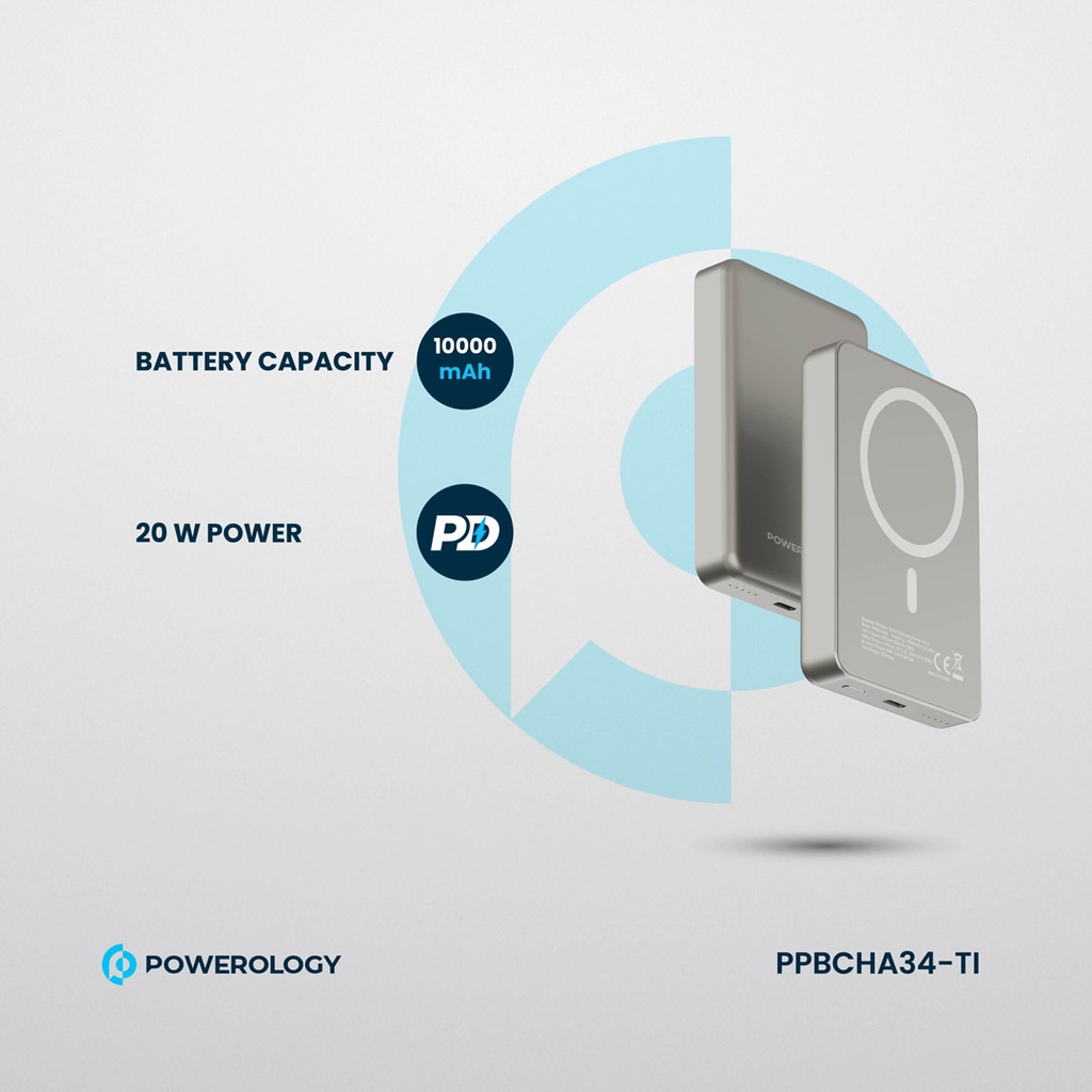 POWEROLOGY 10000MAH MAGSAFE ALUMINIUM POWERBANK TITANIUM PPBCHA34-TITANIUM thumbnail 12