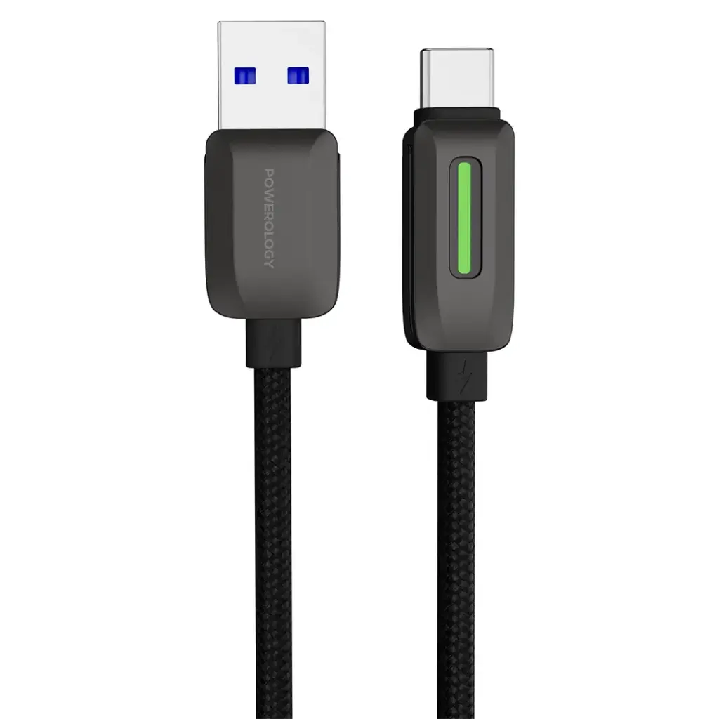 POWEROLOGY 12W BRAIDED USB A TO USB C CABLE BLACK PCABXGH122BK thumbnail 4
