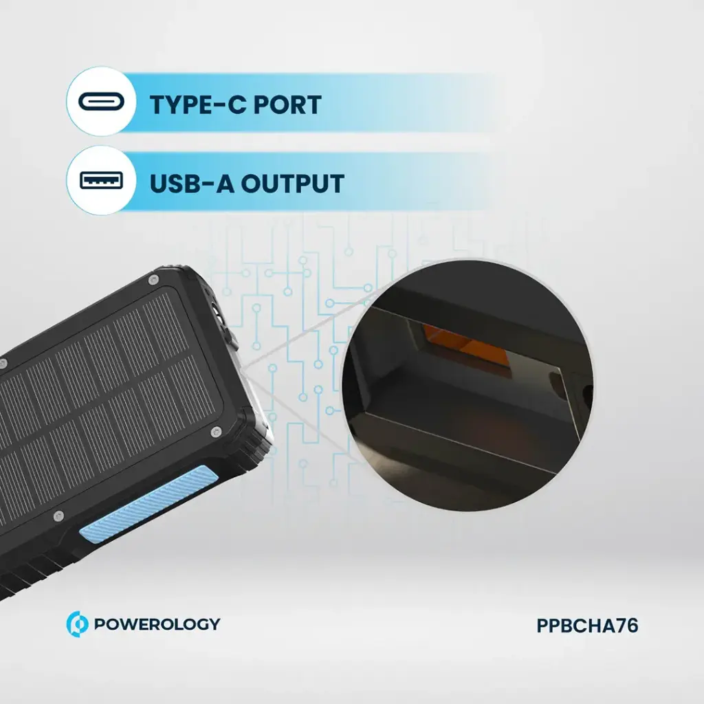 POWEROLOGY 20000MAH SOLAR WIRELESS CHARGING POWERBANK BLACK PPBCHA76 thumbnail 14