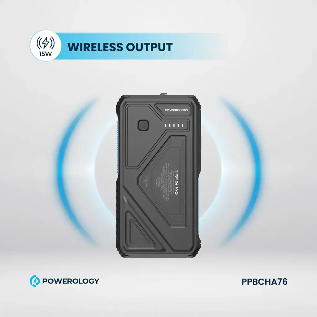 POWEROLOGY 20000MAH SOLAR WIRELESS CHARGING POWERBANK BLACK PPBCHA76 thumbnail 5