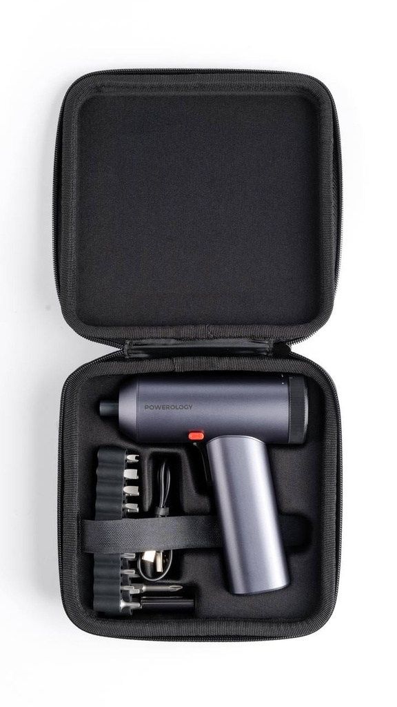 POWEROLOGY 30 BITS ELECTRIC SCREWDRIVER GUN WITH BUILT IN LED LIGHTS GREY P30IN1CSS thumbnail 8