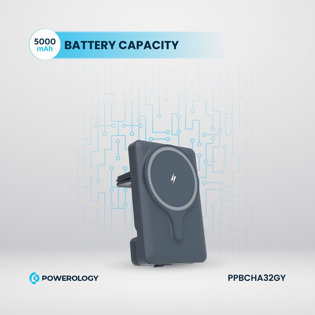 POWEROLOGY 5000MAH POWER BANK MAGSAFE CHARING AIR-VENT MOUNT 20PD GRAY PPBCHA32GY thumbnail 20