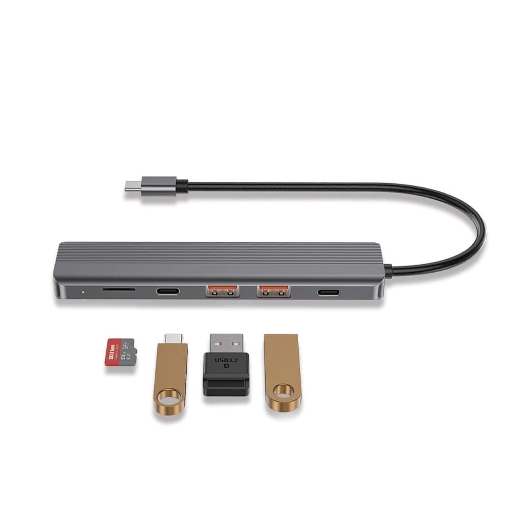 POWEROLOGY 6 IN 1 SLIM 4K HDMI USB C HUB PD 100W USB MICRO SD GRAY P61HBCGY thumbnail 3