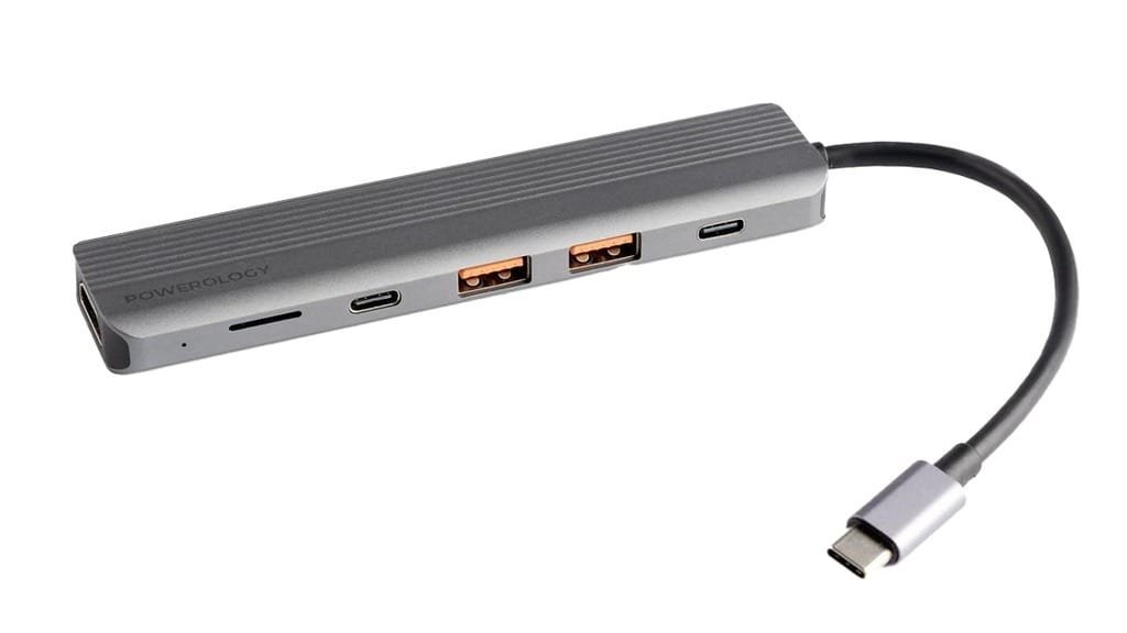 POWEROLOGY 6 IN 1 SLIM 4K HDMI USB C HUB PD 100W USB MICRO SD GRAY P61HBCGY thumbnail 9