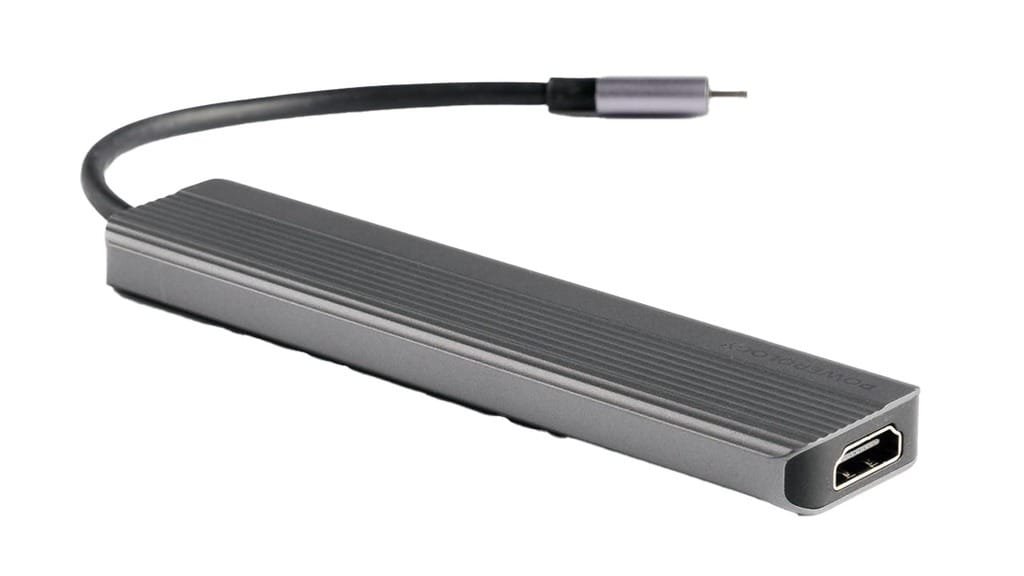 POWEROLOGY 6 IN 1 SLIM 4K HDMI USB C HUB PD 100W USB MICRO SD GRAY P61HBCGY thumbnail 2