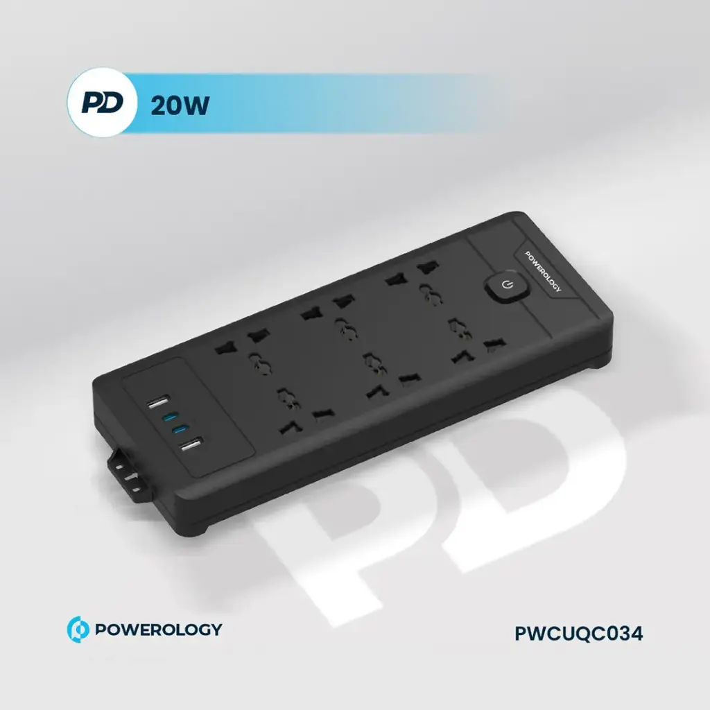 POWEROLOGY 6AC 2500W POWER STRIP BLACK PWCUQC034 thumbnail 10