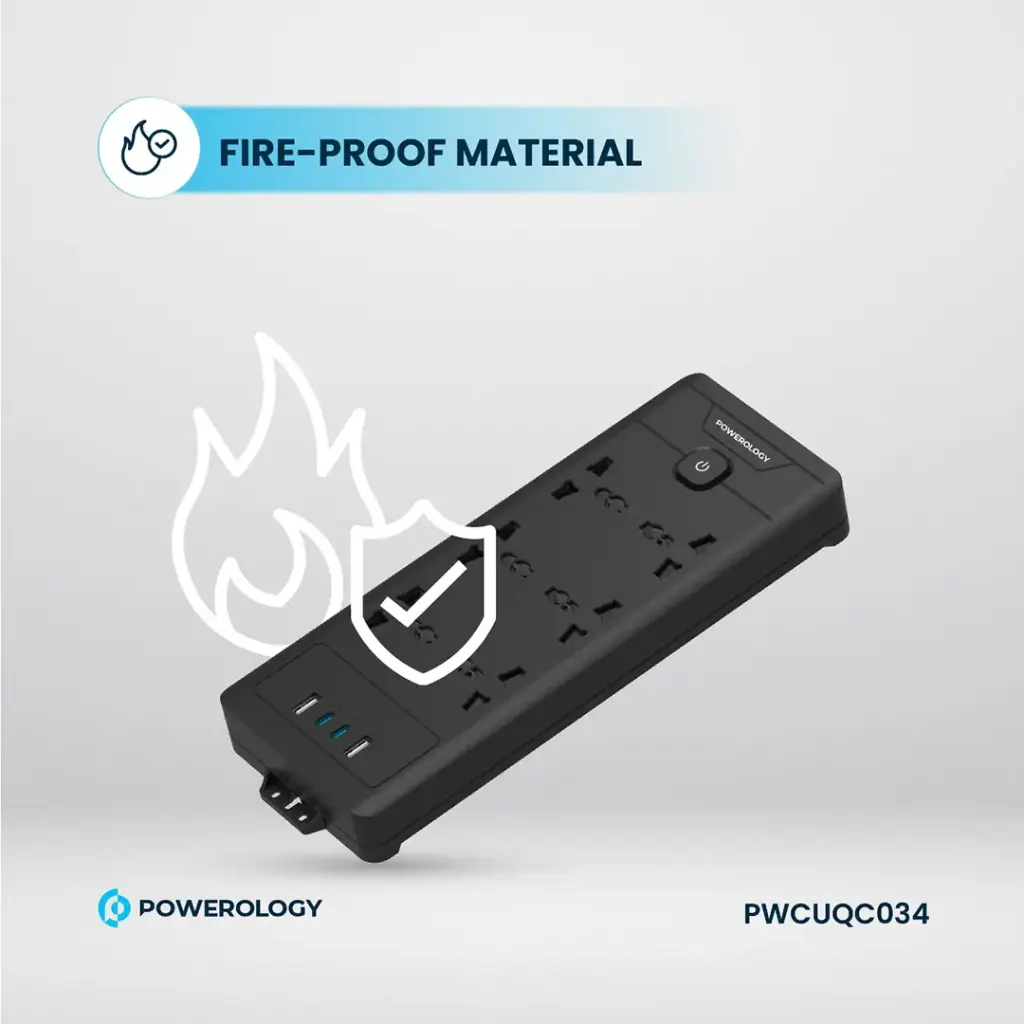 POWEROLOGY 6AC 2500W POWER STRIP BLACK PWCUQC034 thumbnail 14
