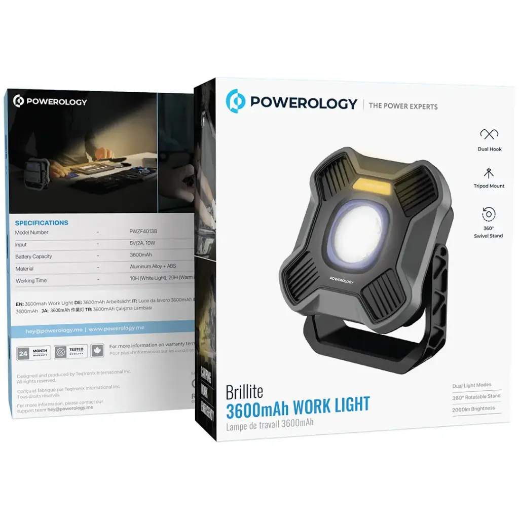 POWEROLOGY BRILLITE 3600MAH WORK LIGHT BLACK PWZF40138BK thumbnail 10