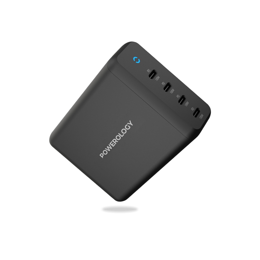 POWEROLOGY 165W GAN DESKTOP CHARGER WITH 4X PD PORT UK AC CABLE PD100W BLACK thumbnail 3