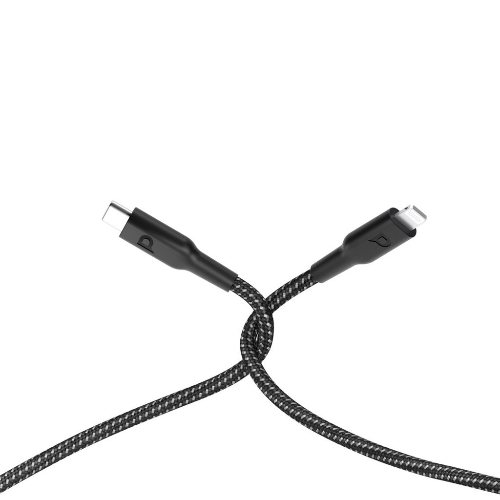 POWEROLOGY BRAIDED USB C TO LIGHTNING CARGE CABLE 1.2M BLACK PD60W P23BRCL12BK