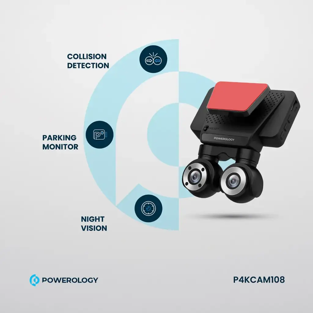 POWEROLOGY 4K DUAL LENS DASH CAMERA BLACK P4KCAM108 thumbnail 7
