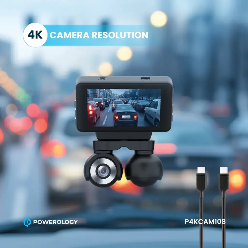 POWEROLOGY 4K DUAL LENS DASH CAMERA BLACK P4KCAM108 thumbnail 11