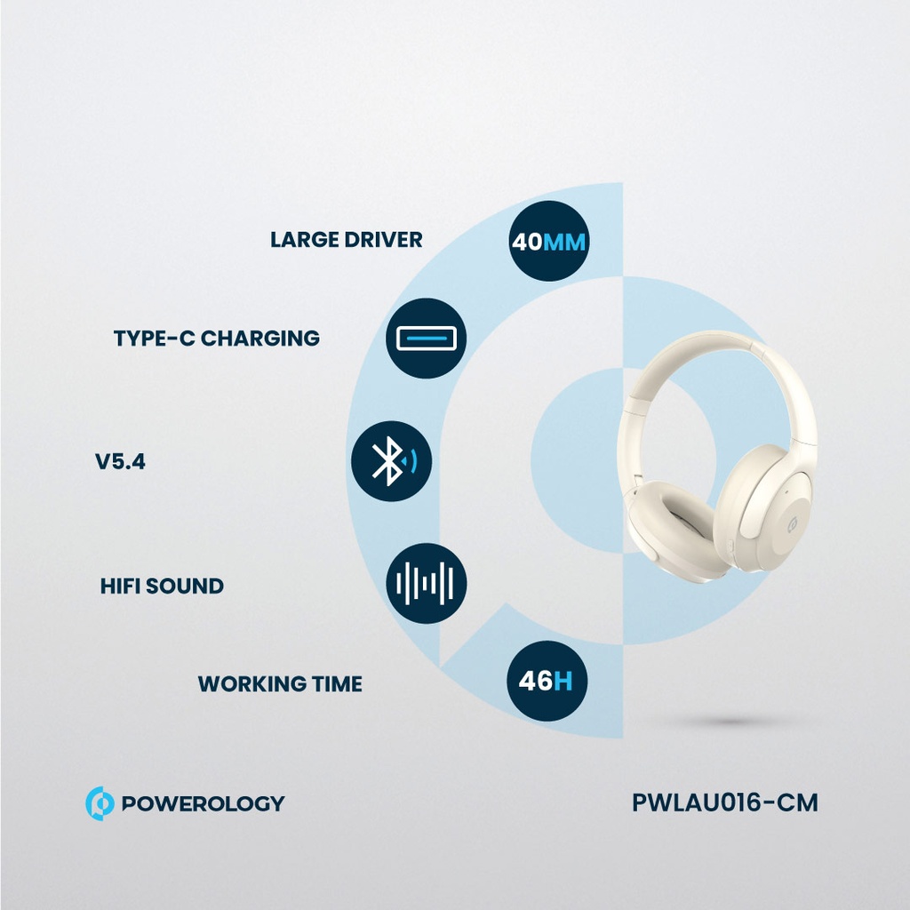 POWEROLOGY HYBRID ANC HEADPHONE CREAM PWLAU016-CM thumbnail 15