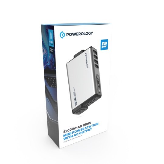 POWEROLOGY 32000MAH 150W MINI POWER STATION WITH AC OUTPUT GREY PPBCHA31 thumbnail 7