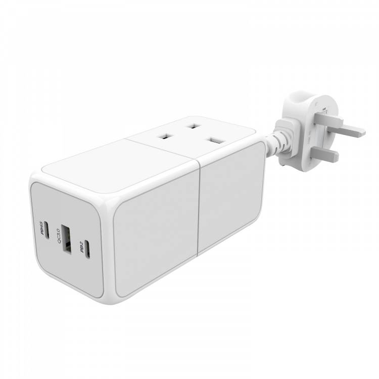 POWEROLOGY 65W POWER STIP WITH DUAL POWER SOCKET WHITE PWPS65W-WH thumbnail 2