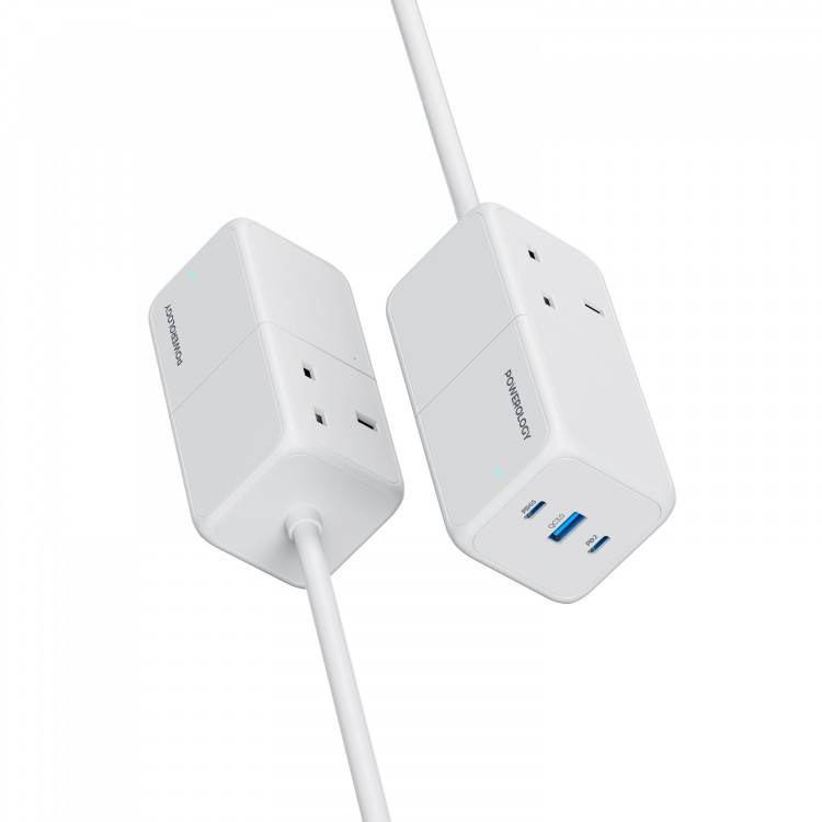 POWEROLOGY 65W POWER STIP WITH DUAL POWER SOCKET WHITE PWPS65W-WH thumbnail 5