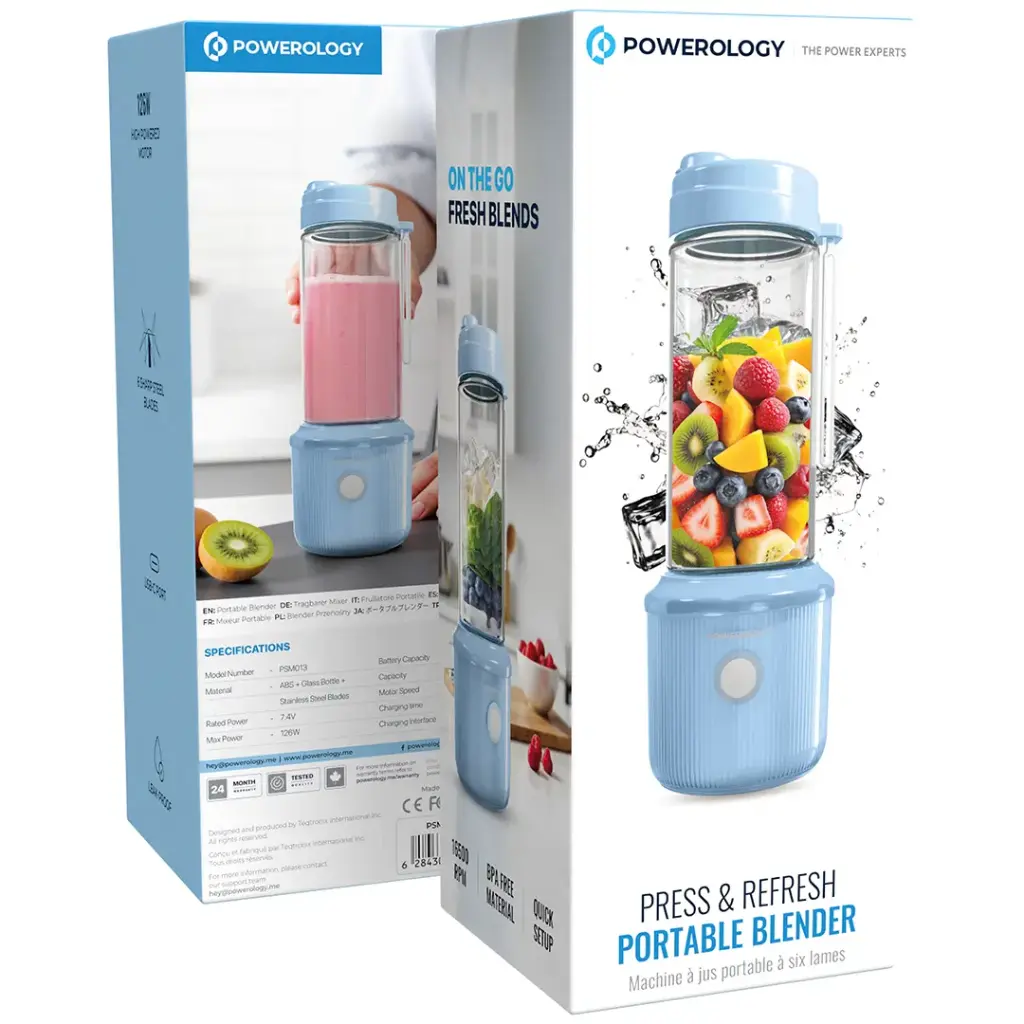 POWEROLOGY PRESS  REFRESH PORTABLE BLENDER LIGHT BLUE PSM013LTBU thumbnail 5