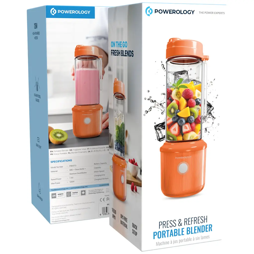 POWEROLOGY PRESS  REFRESH PORTABLE BLENDER ORANGE PSM013OG thumbnail 5