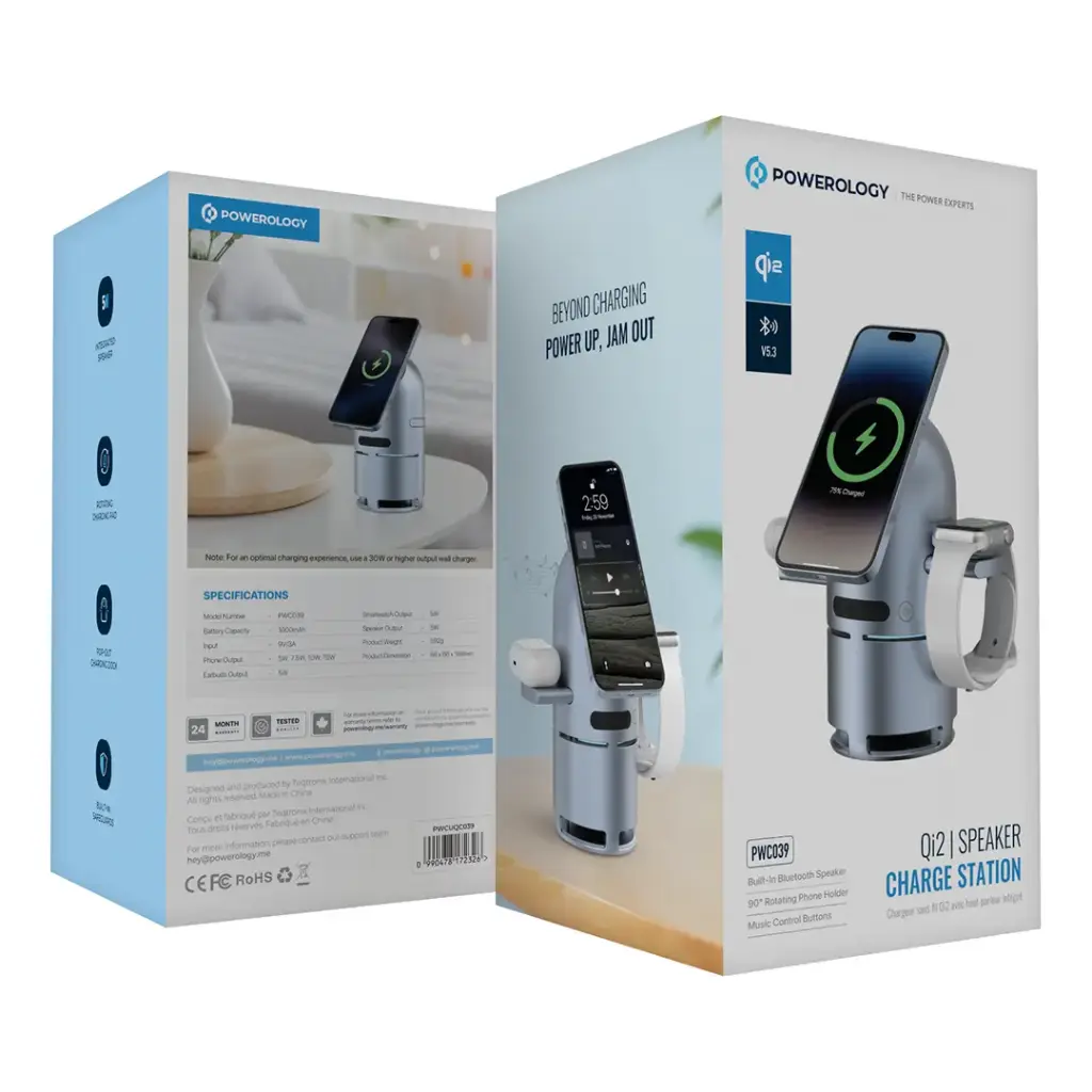 POWEROLOGY QI2 SPEAKER WITH WIRELESS CHARGER STATION GRAY PWCUQ039 thumbnail 6