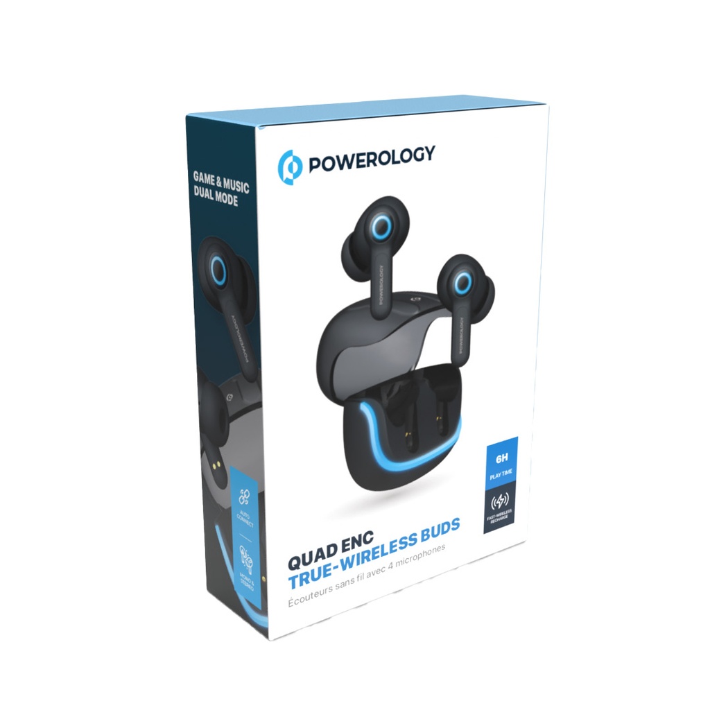 POWEROLOGY QUAD ENC TRUE WIRELESS BUDS BLACK PWLAU005BK thumbnail 6