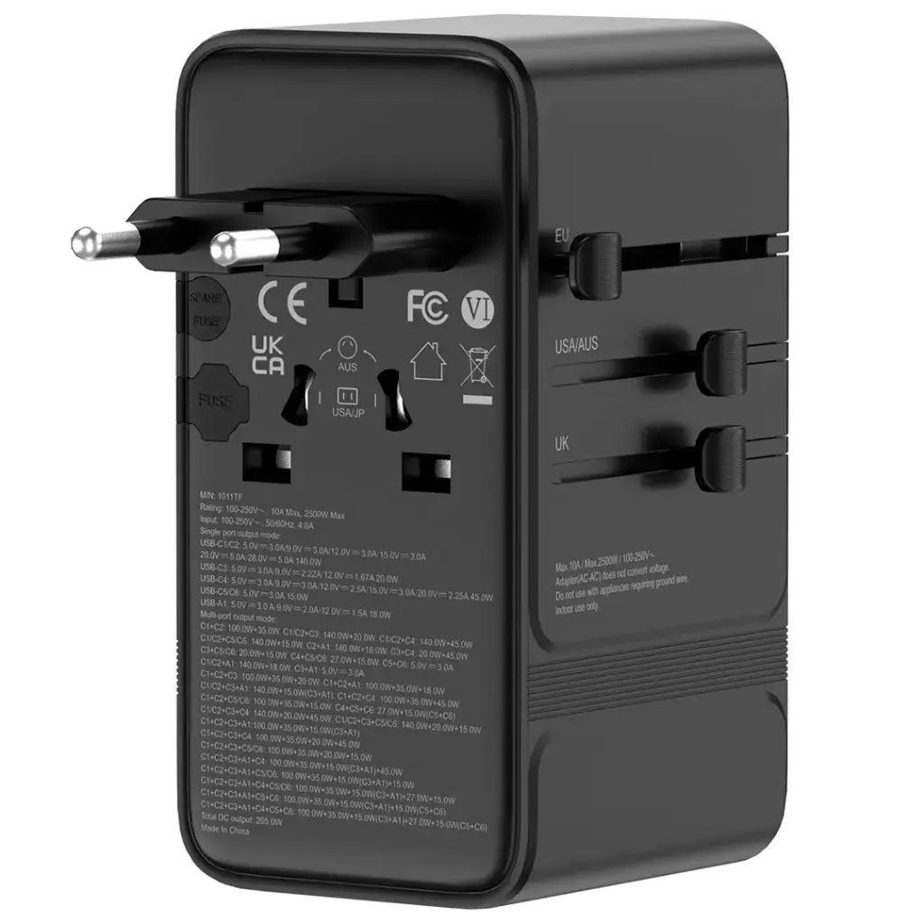 POWEROLOGY SPETROVA GAN MULTI PORT UNIVERSAL ADAPTER PD 140W BLACK PPBCHA120BK thumbnail 8